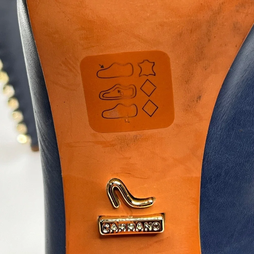 CARRANO Peep Toe Studded Heel Blue Platform‎ Pumps 9
